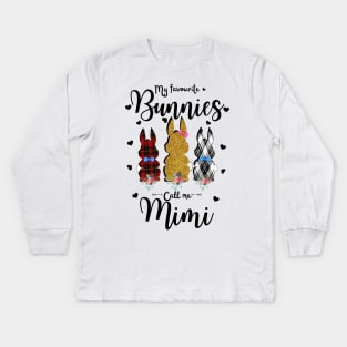 My Favorite Bunnies Call Me Mimi, Cute Leopard Bunnies Easter Gift Kids Long Sleeve T-Shirt